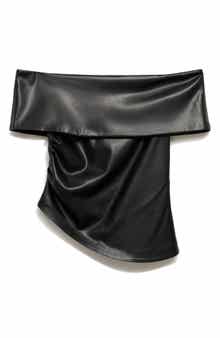 Off the Shoulder Faux Leather Top