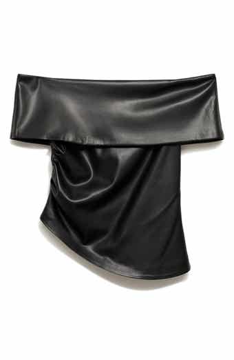 Off the Shoulder Faux Leather Top