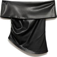 MANGO Off the Shoulder Faux Leather Top