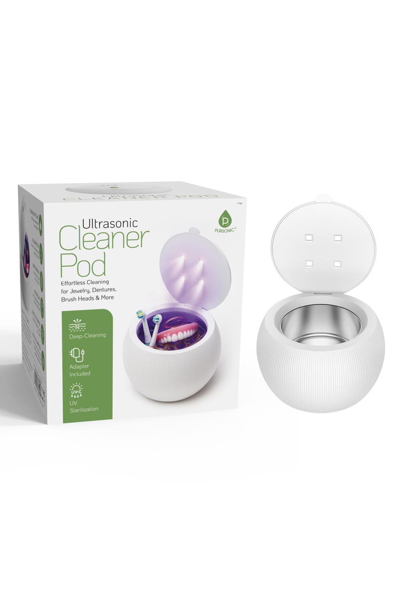 PURSONIC Ultrasonic Cleaner Pod - Deep Cleaning and UV Sterilization in One Compact Device, Main, color, White