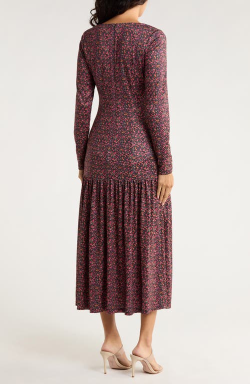 Hutch Chase Long Sleeve Midi Tiered Dress In Pink