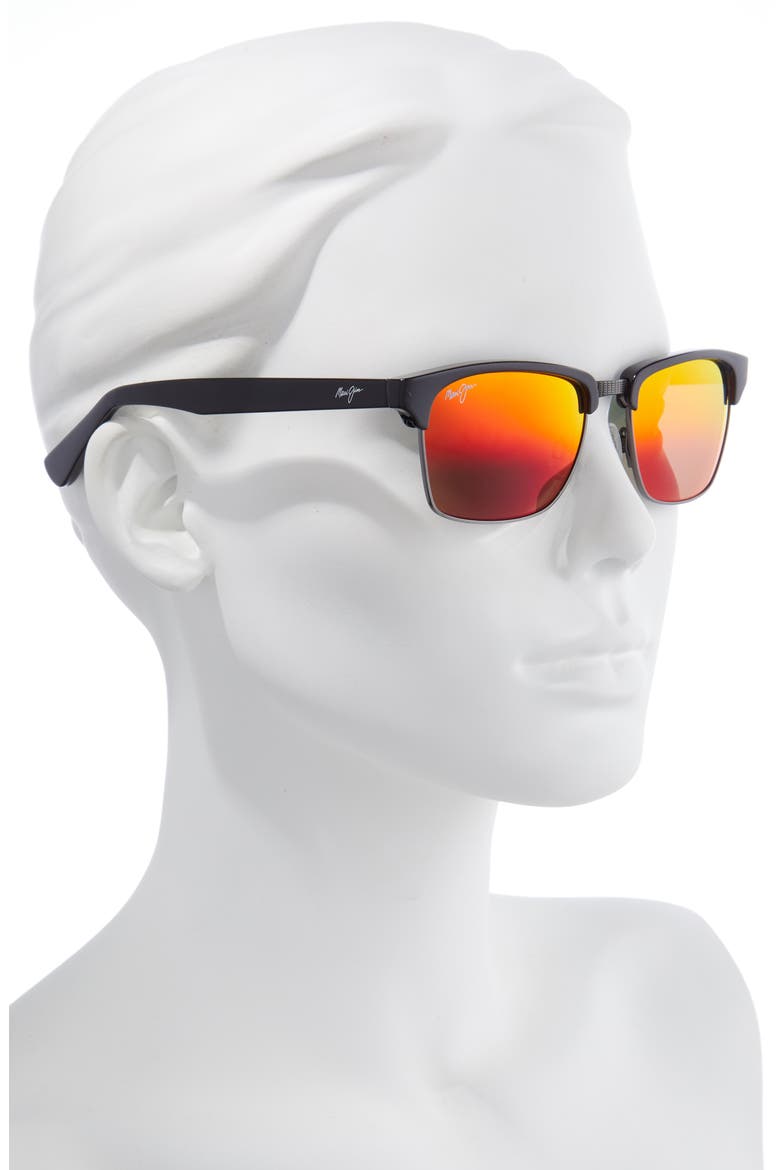 Kawika 54mm Polarized Square Sunglasses, Alternate, color, BLACK GLOSS