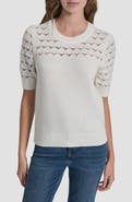 DKNY Pointelle Yoke Sweater