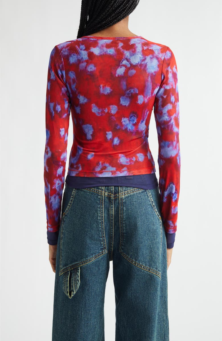 Eckhaus Latta Duet Double Layer Micromesh Long Sleeve Top, Alternate, color, Burst