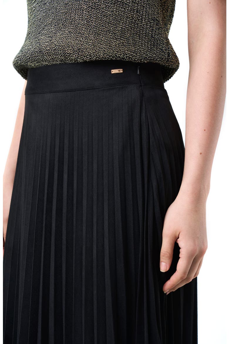 Alma Pleated Skirt In Knit Fabric, Alternate, color, Black