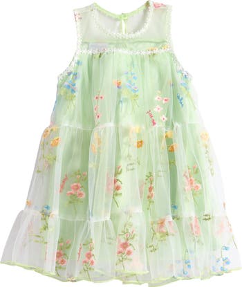 Kids' Embroidered Floral Mesh Dress