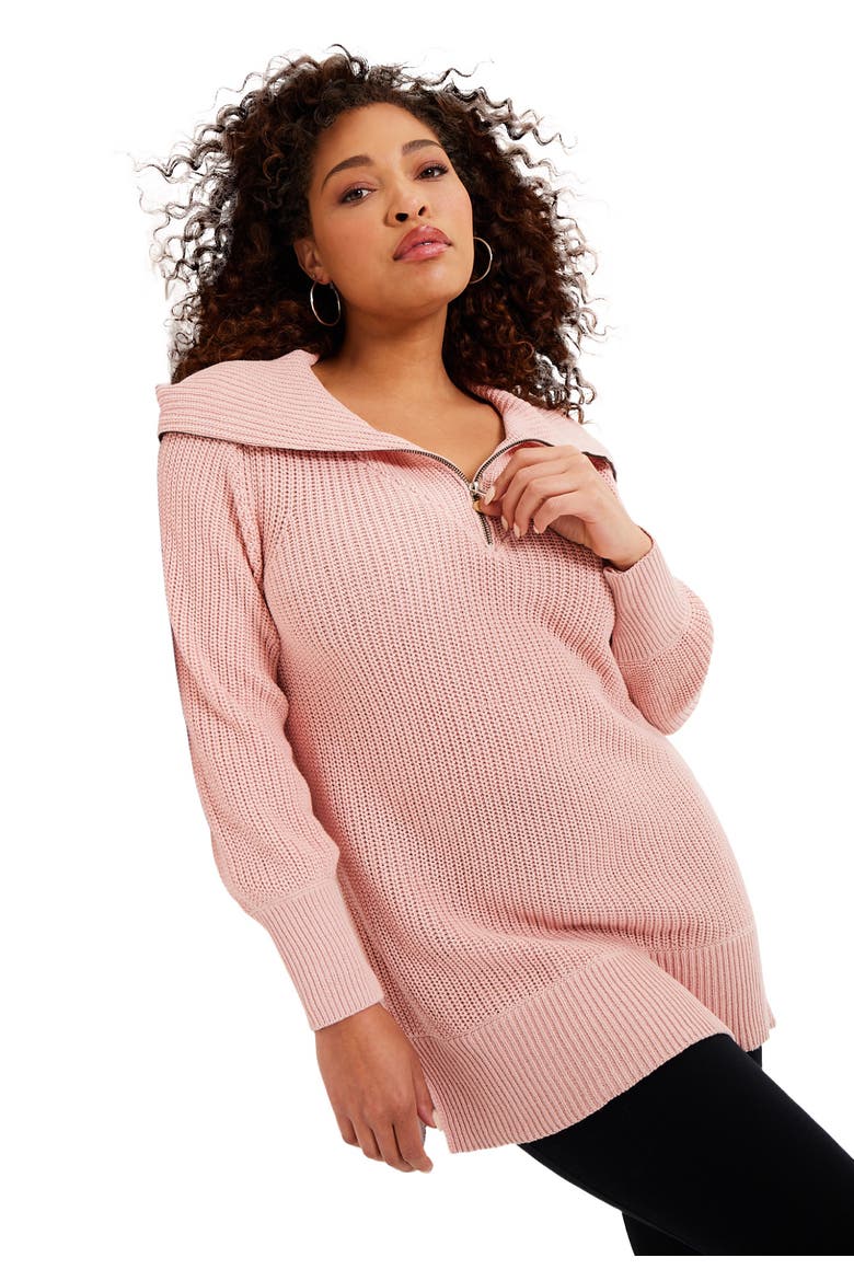 Half Zip Sweater, Main, color, SOFT BLUSH