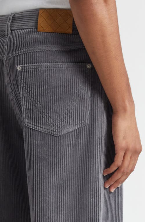 Bottega Veneta Matt Wide Leg Corduroy Pants In Gray
