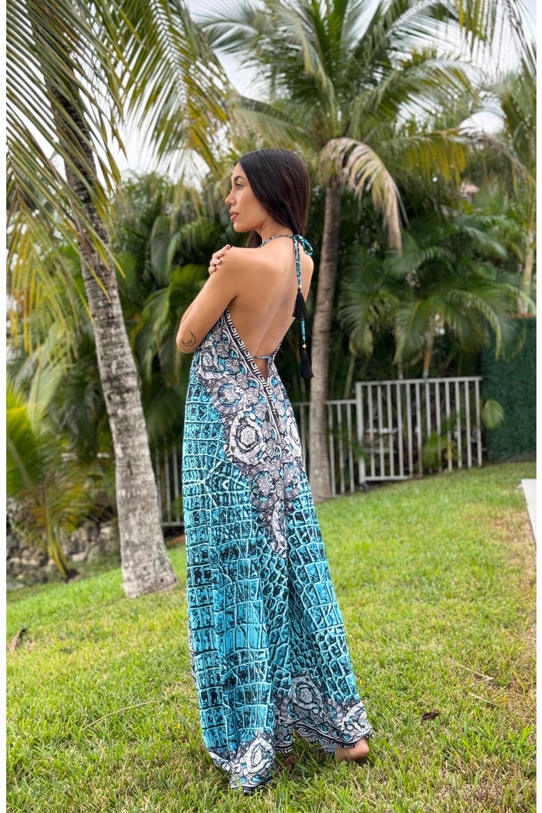 Halter Neck Dress, Alternate, color, TEAL BLUE