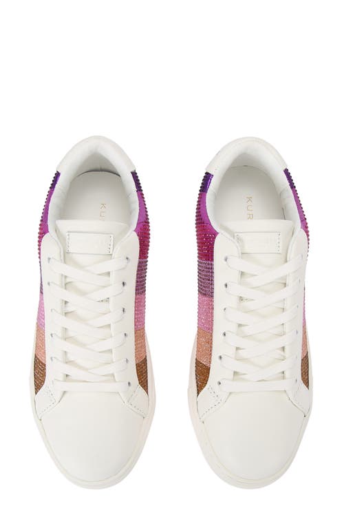 Kurt Geiger London Womens Pink Comb Laney Stripe Crystal-embellished Leather Low-top Trainers In Pink