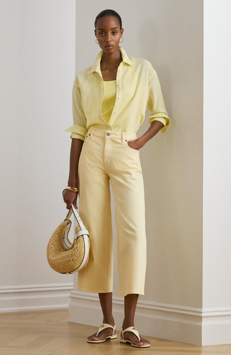 Lauren Ralph Lauren Crop Wide Leg Jeans, Alternate, color, Light Sunfaded Yellow