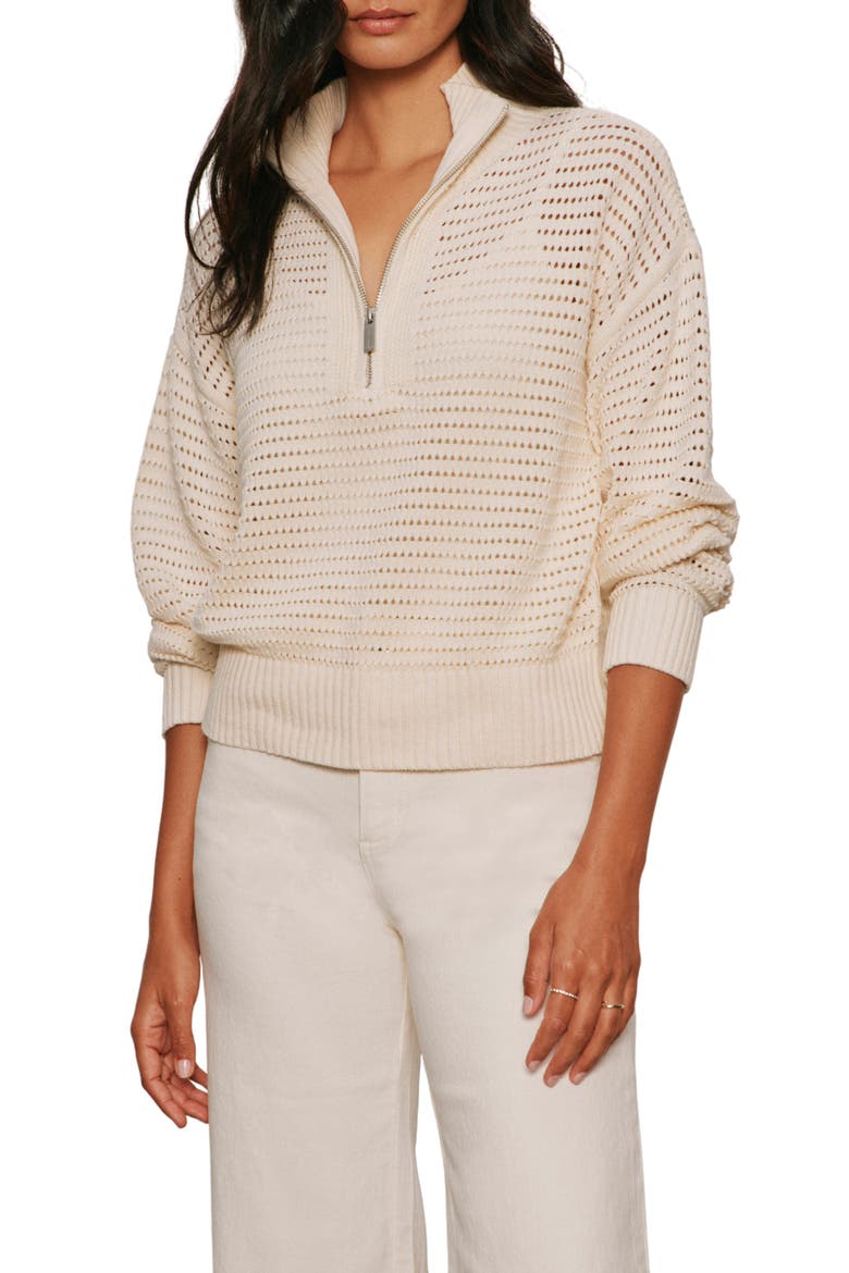 Open Stitch Half-Zip Cotton Blend Sweater, Main, color, COLLAGEN