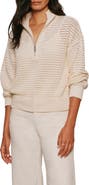 Sanctuary Open Stitch Half-Zip Cotton Blend Sweater
