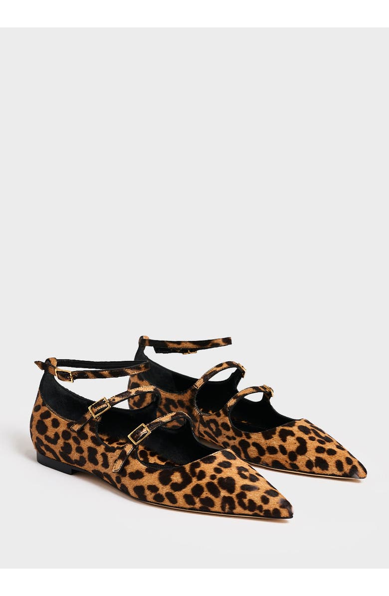 MARION PARKE Francine Flat Mary Jane Shoes Haircalf, Alternate, color, Leopard