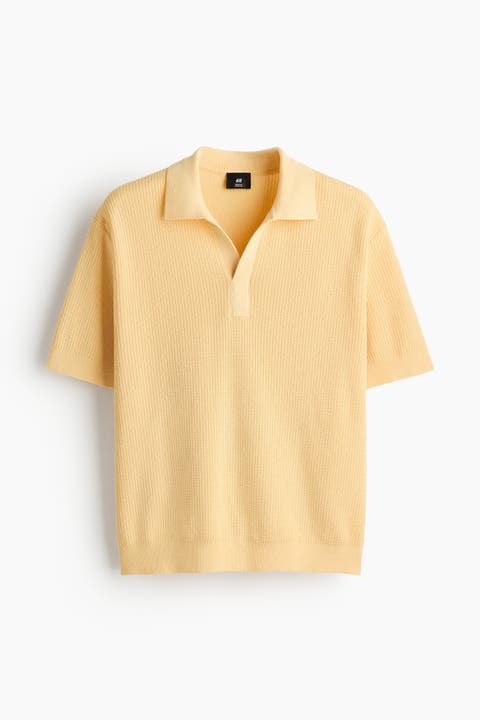 Regular Fit Cable-knit Polo Shirt