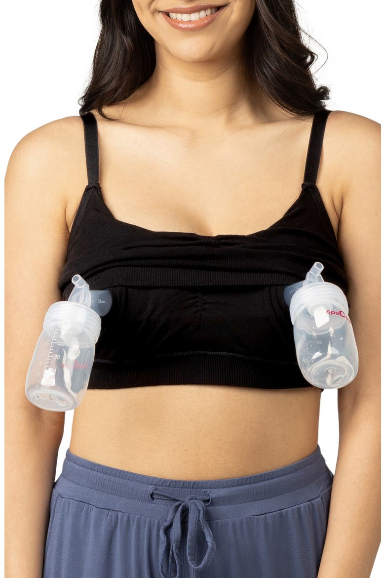 Sublime Hands-Free Pumping Lounge & Sleep Bra- Fits sizes 30B - 46D, Alternate, color, BLACK