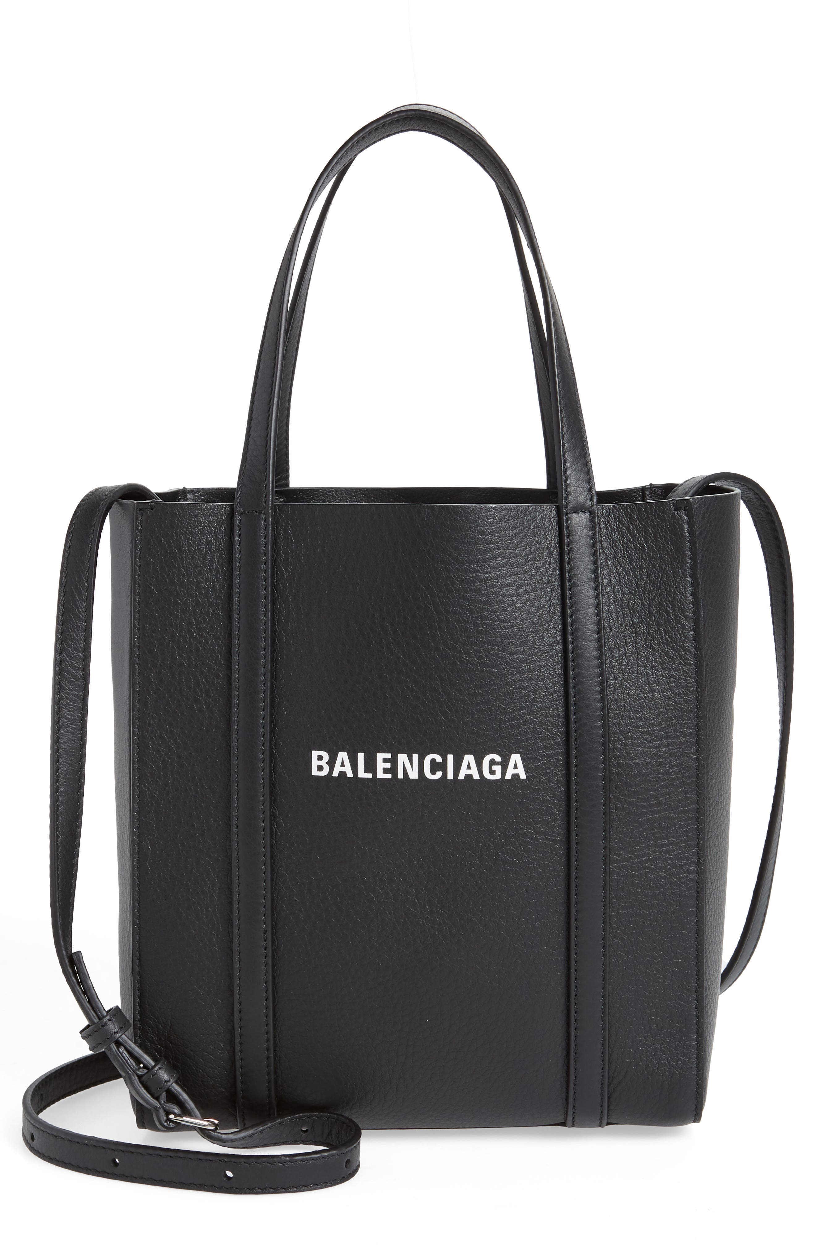 Balenciaga Extra Small Everyday Logo Leather Tote, Main, color, 