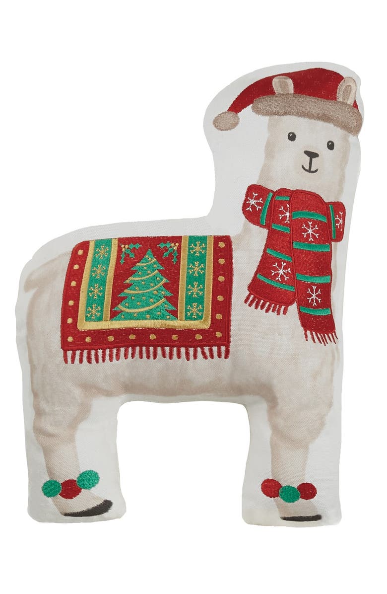 Peking Handicraft Multi Christmas Llama Shaped Pillow, Alternate, color, 