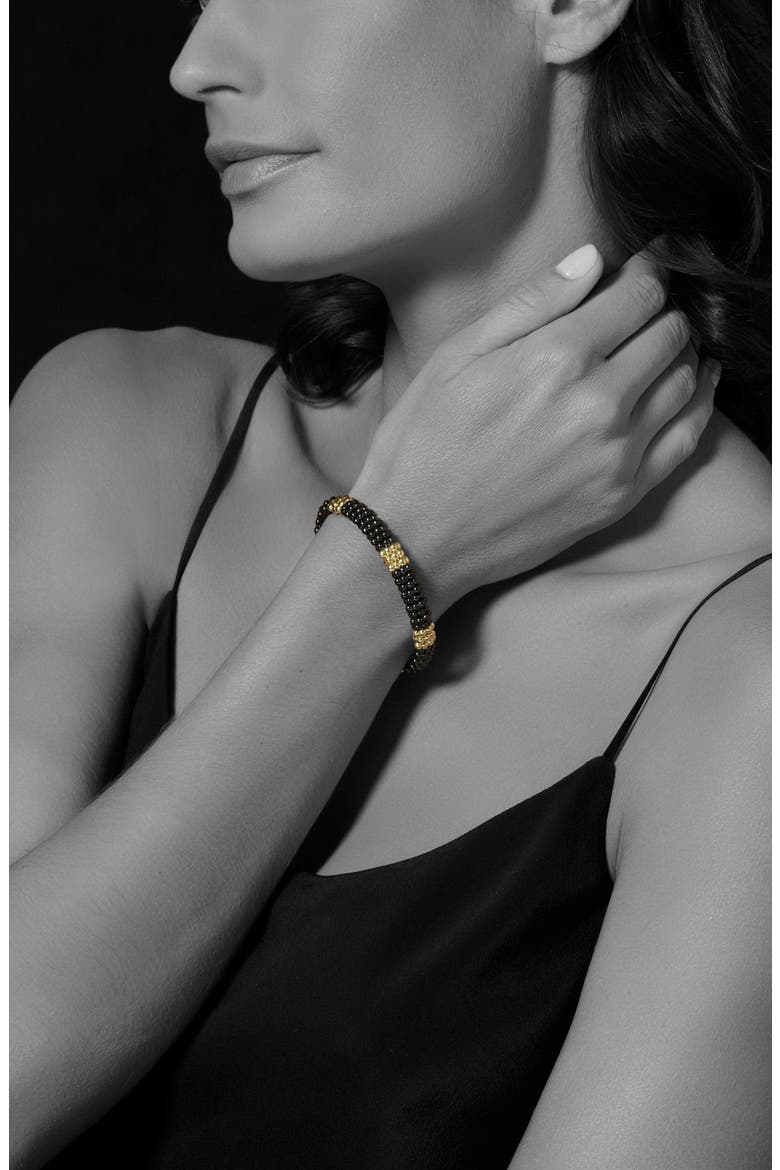Gold & Black Caviar Station Bracelet, Alternate, color, GOLD