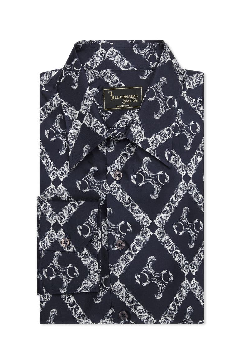 Silk Gold Cut Shirt Bb Monogram Men, Alternate, color, navy