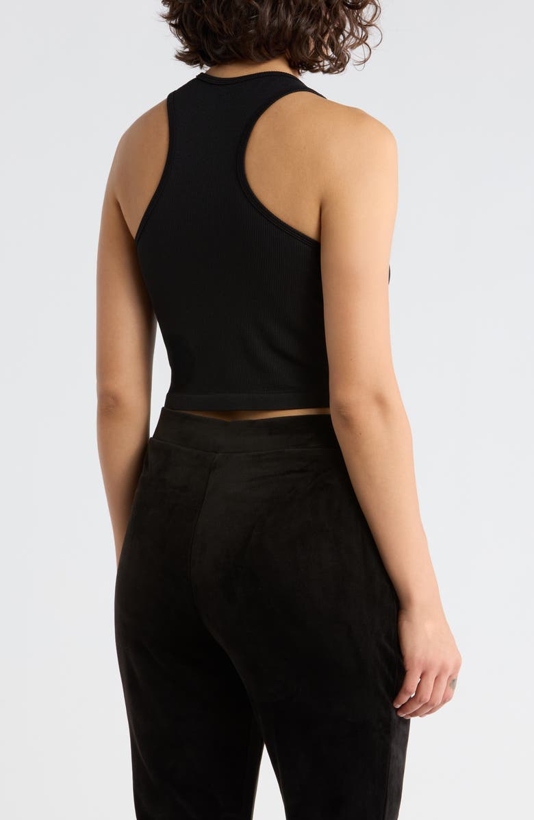 Juicy Couture Crystal Embellished High Neck Crop Tank Top, Alternate, color, Liquorice