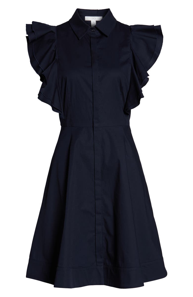 1901 Ruffle Sleeve Fit & Flare Dress, Alternate, color, 
