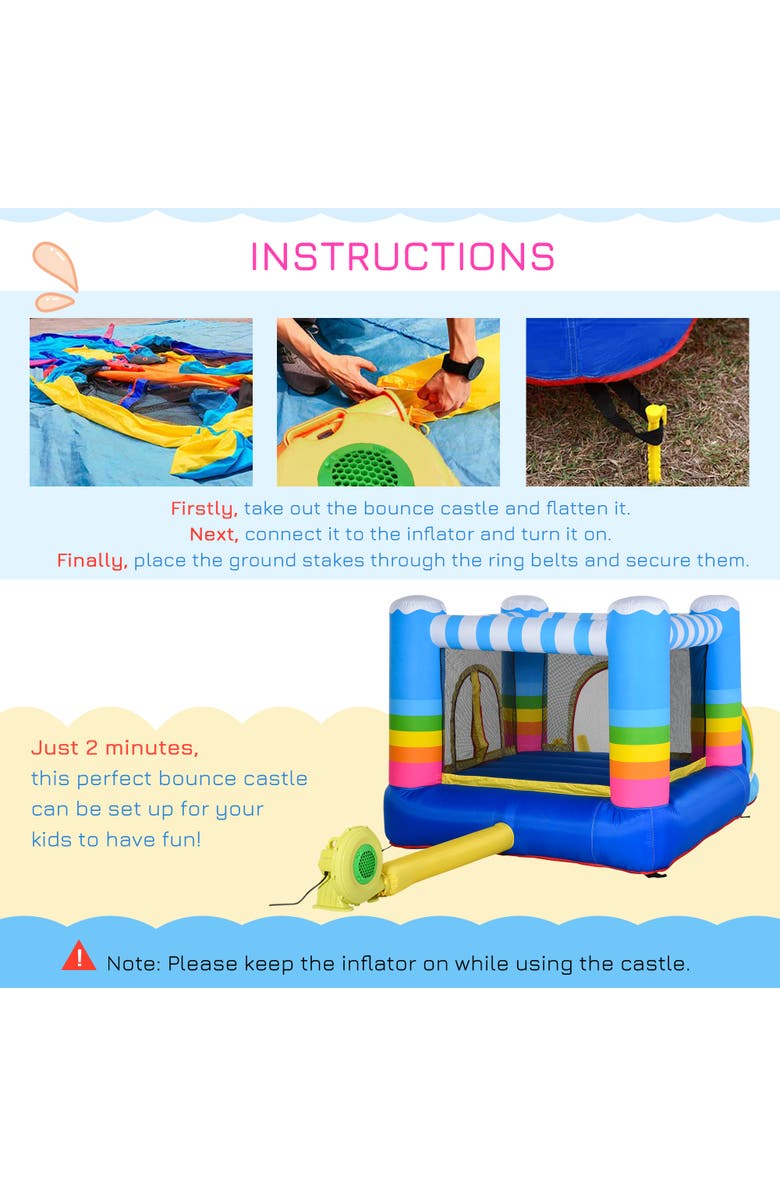 Outsunny 2-in-1 Inflatable Bounce House for Kids, Alternate, color, Multi Color