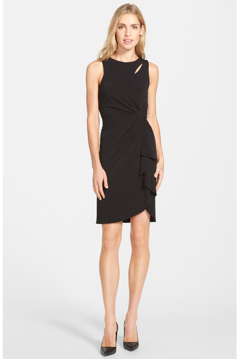 'Georgia' Faux Wrap Jersey Dress, Main, color, BLACK