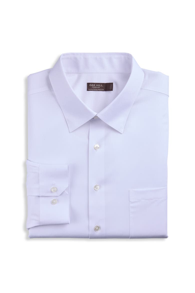 Big & Tall Stretch Pinpoint Dress Shirt, Main, color, WHITE