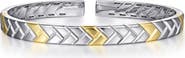 Gabriel & Co. Men's Heritage Weave Herringbone 14k Gold & Sterling Silver Cuff Bracelet