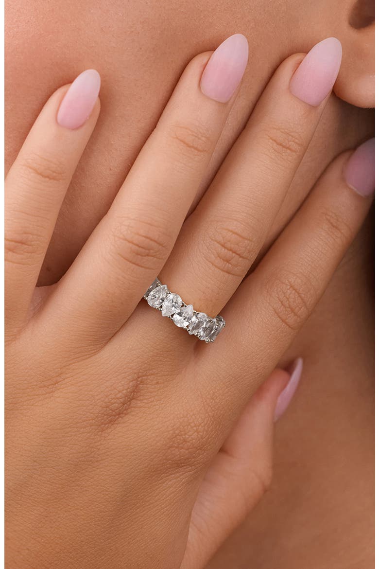 Janis Pear Cubic Zirconia Eternity Band Ring, Alternate, color, SILVER