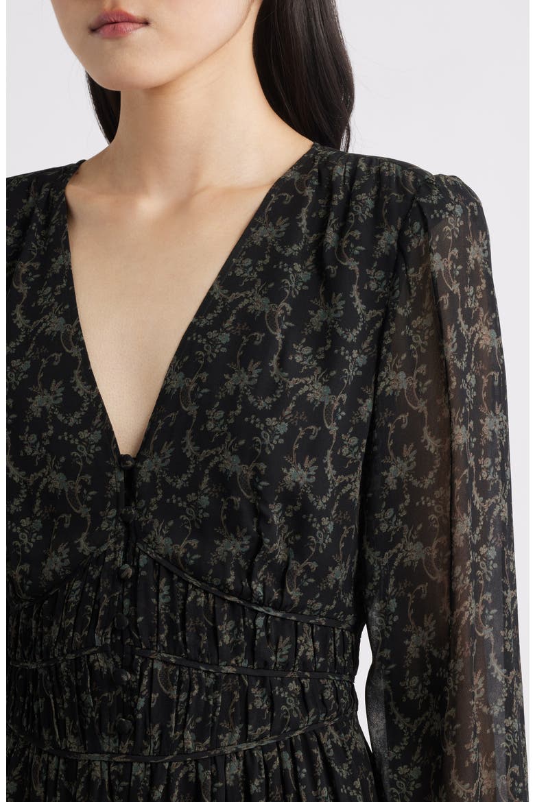 Brasserie Long Sleeve Minidress, Alternate, color, BLACK/ ALOE