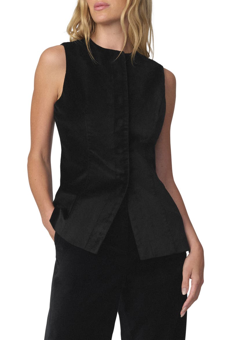The Velveteen Sleeveless Tunic Top, Main, color, BLACK