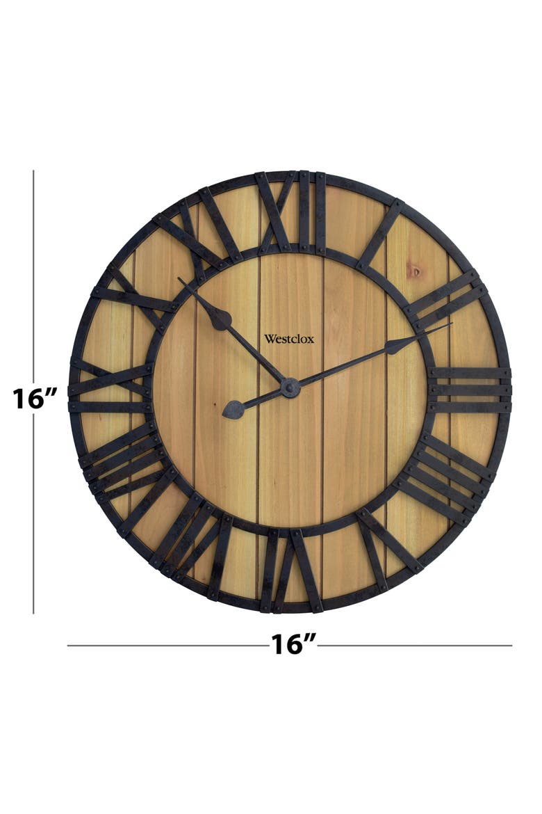 Wood Grain Wall Clock, Alternate, color, BROWN