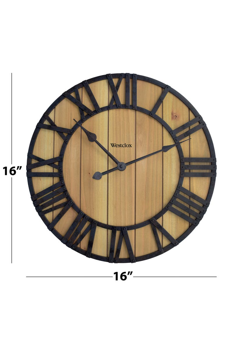 Westclox Wood Grain Wall Clock, Alternate, color, Brown
