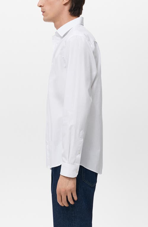 Mango Solid Regular Fit Button-up Shirt In White