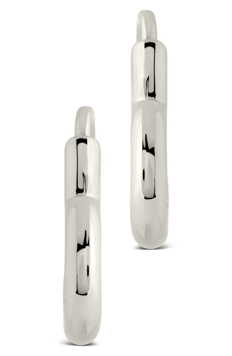 Sterling Forever Elle Heart Hoop Earrings, Alternate, color, Silver