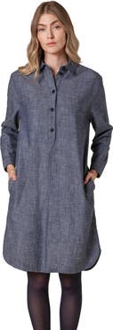 Celtic & Co. Chambray Long Sleeve Knee Length Dress