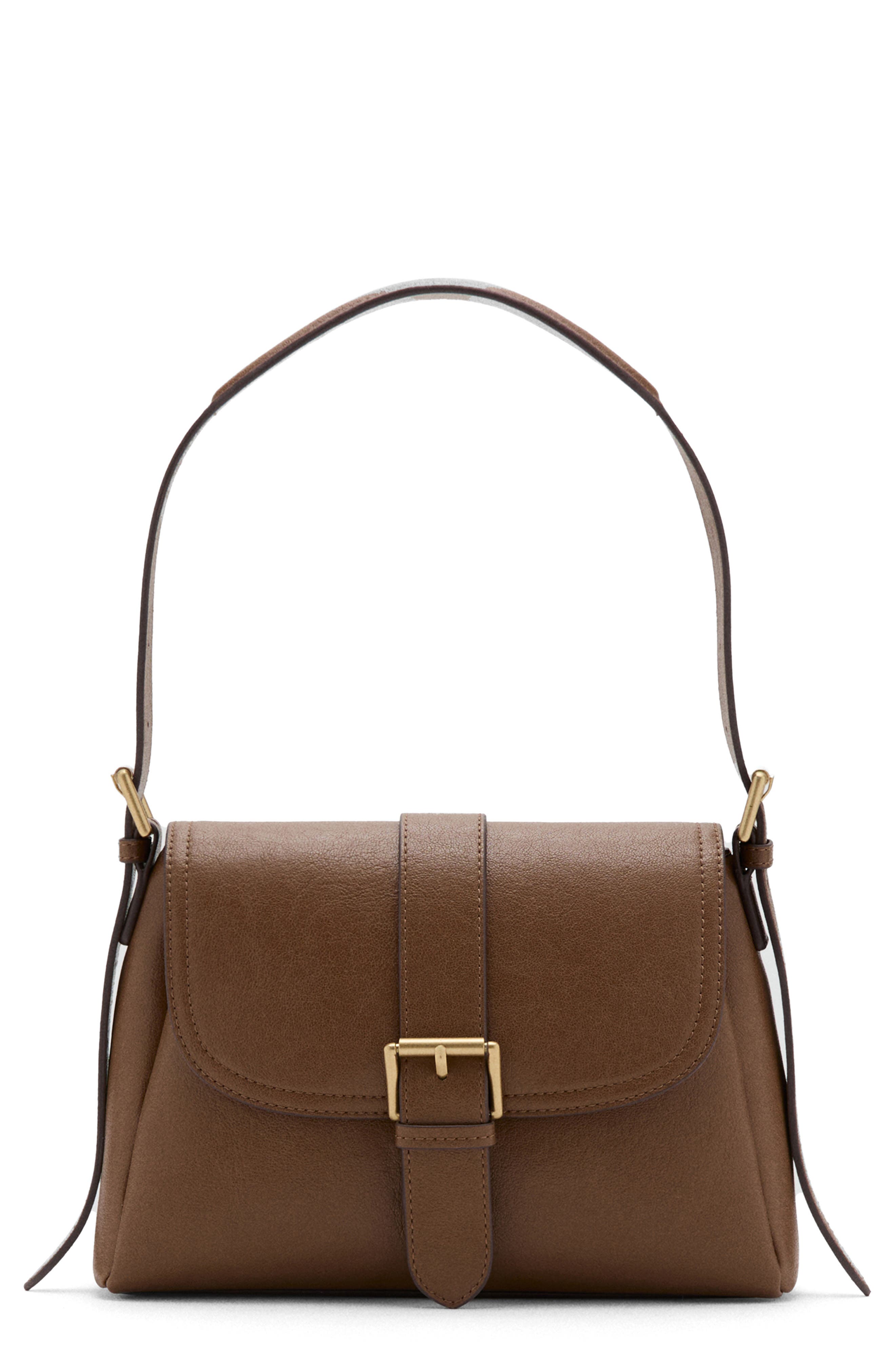 Buckle Shoulder Bag, Main, color, MEDIUM BROWN
