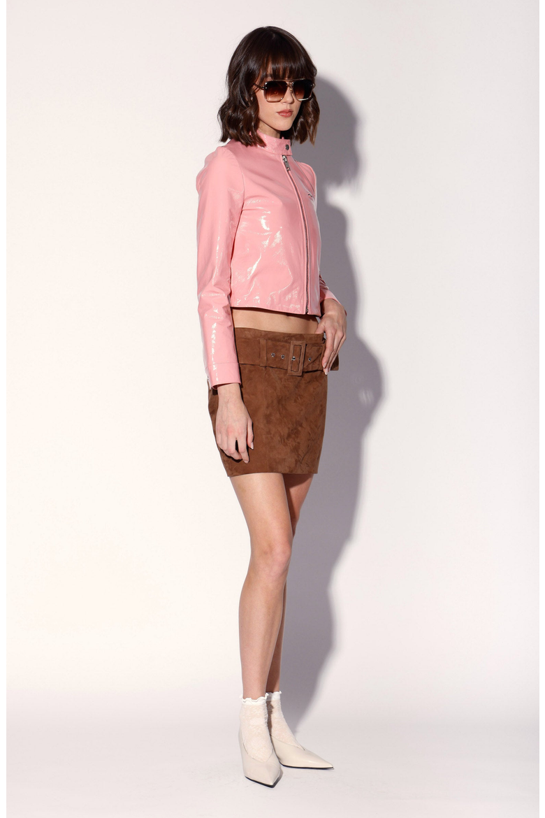 Krista Patent Leather Jacket, Alternate, color, Petal Pink Patent