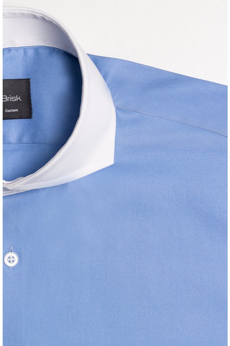 Pima Cotton Twill Extreme Cutaway Collar French Cuff Dress Shirt, Alternate, color, Mid Blue