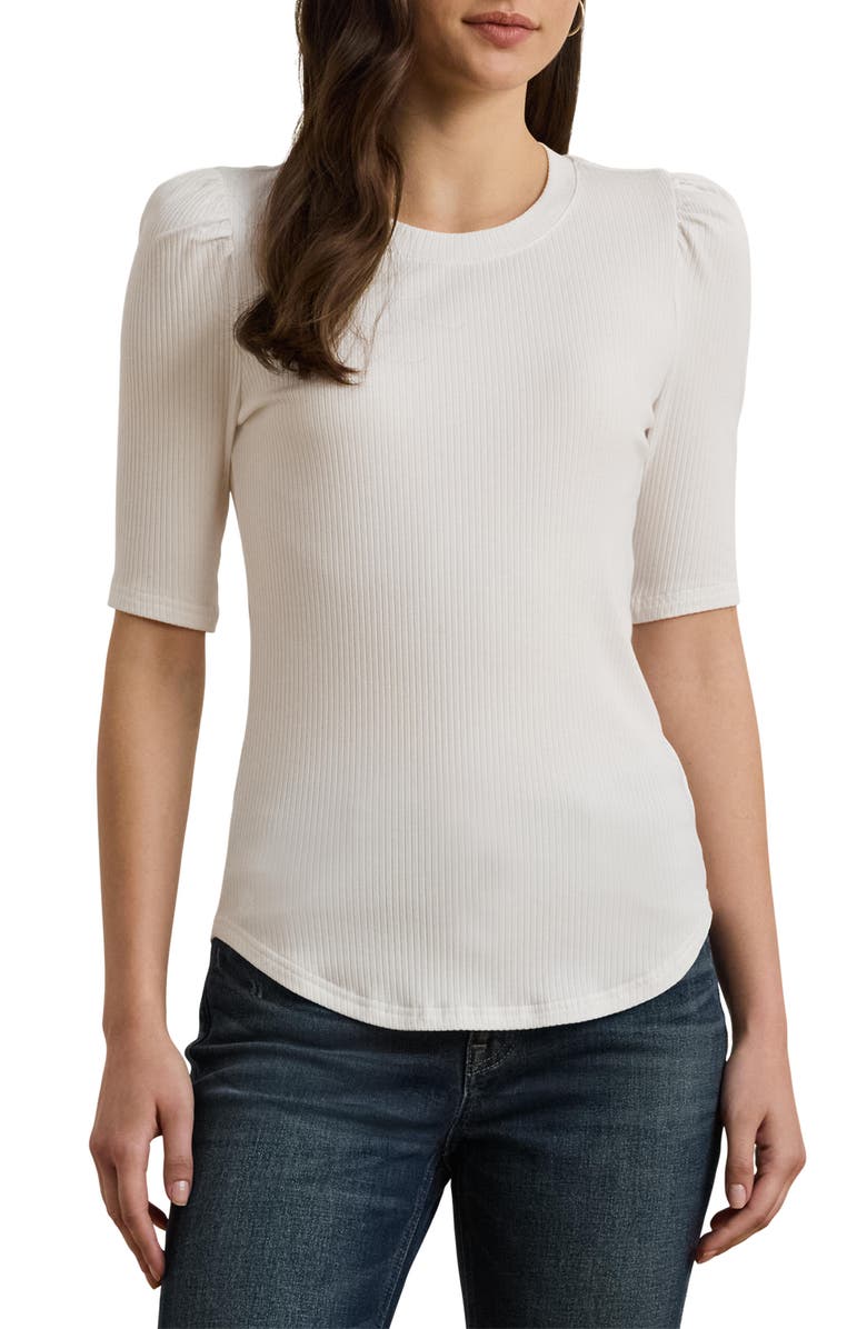 Lauren Ralph Lauren Puff Sleeve Rib Knit Top, Main, color,