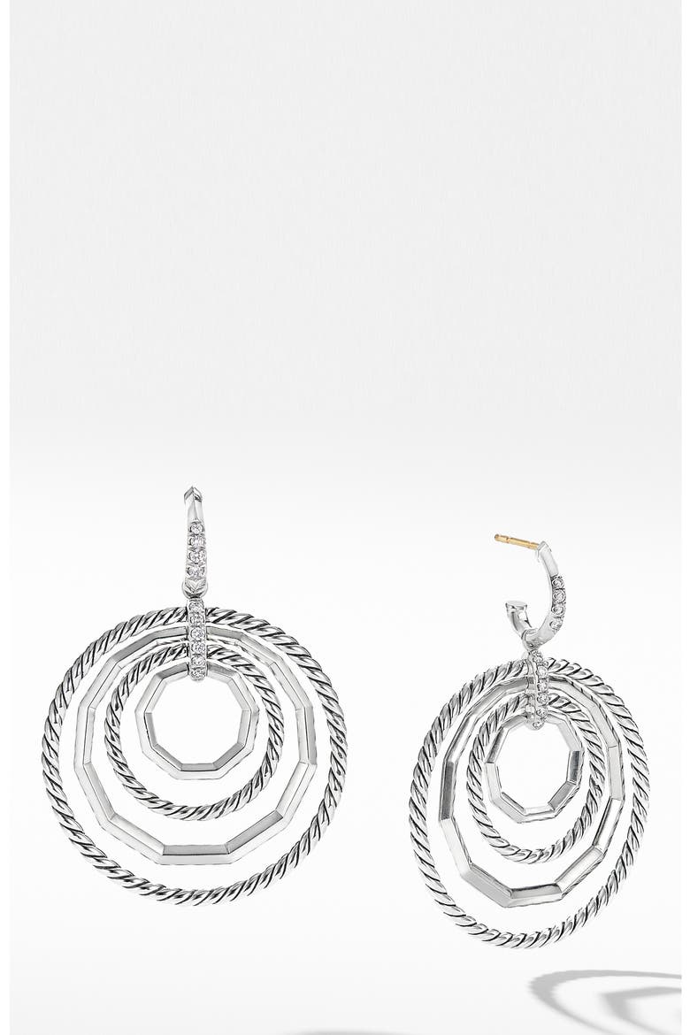 Stax Large Drop Earrings with Diamonds, Main, color, SILVER/ DIAMOND
