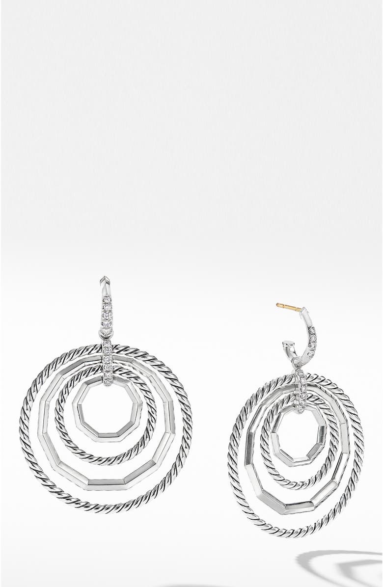 David Yurman Stax Large Drop Earrings with Diamonds, Main, color,