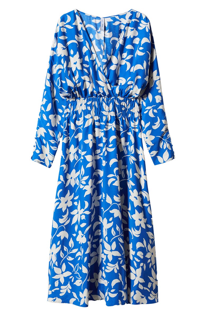 MANGO Floral Print Long Sleeve Faux Wrap Dress, Alternate, color, 