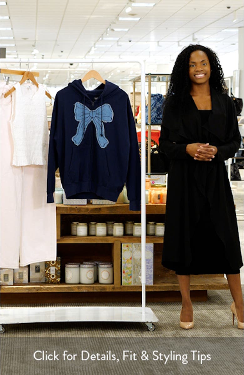 Denim Appliqué Zip-Up Cotton Blend Hoodie, sales video thumbnail