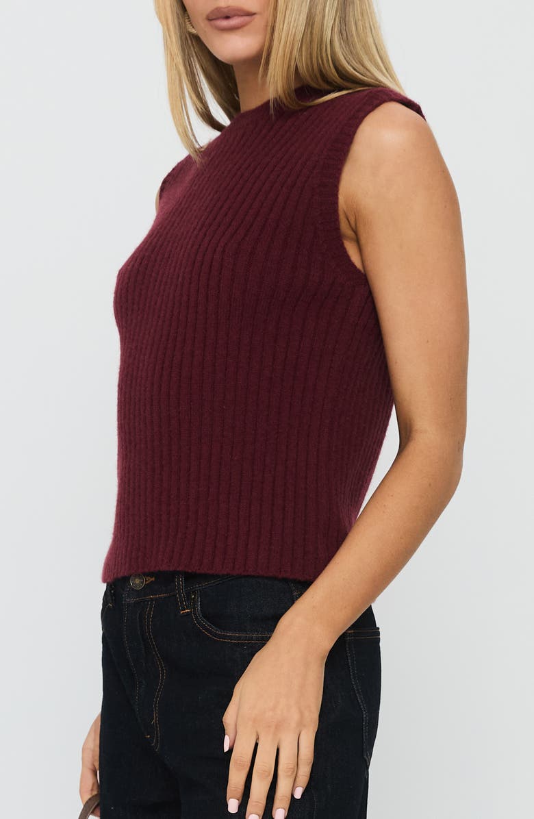 Princess Polly Jessabell Rib Sleeveless Sweater, Alternate, color, Wine