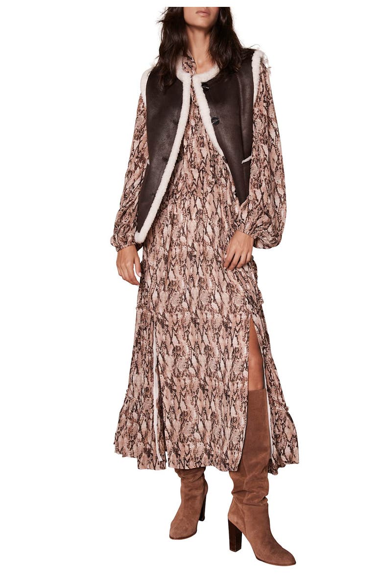 MINT VELVET Snake Print Midi Dress, Main, color, Brown