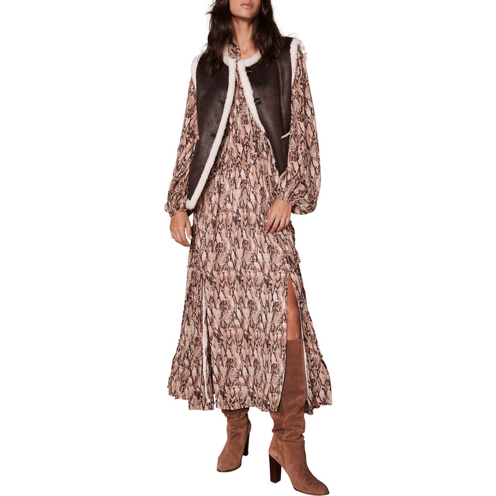 Mint Velvet Snake Print Midi Dress In Brown