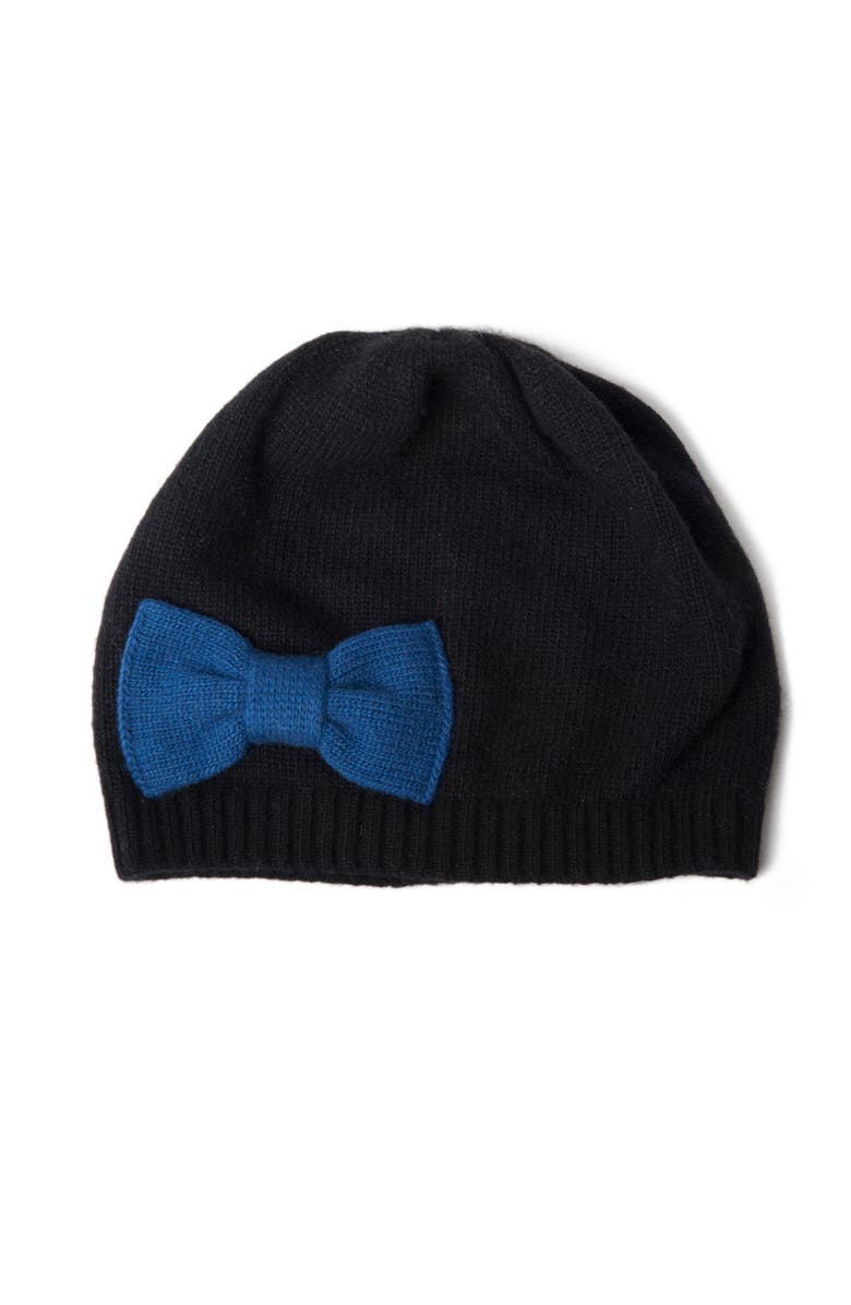 Portolano Beanie with bow, Main, color, Black/Happy Blue